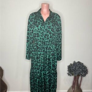 Green Leopard Print Dress